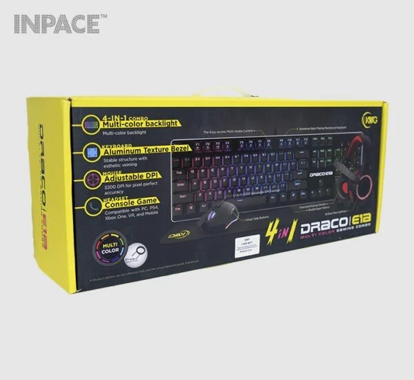 KWG Draco E1A Multi Color Keyboard Mouse Headphone& Mouse Mat Combo